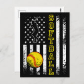 Carte Postale Équipe de softball drapeau américain Vintage drôle (Devant / Derrière)