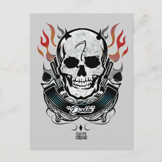 Carte Postale Équipe de suicide | Diablo Skull & Flames Tattoo A (Devant)