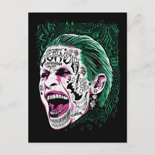 Carte Postale Équipe de suicide | Rire Joker Head Sketch (Devant)