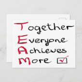Carte Postale Équipe - Ensemble, chacun atteint plus (Devant / Derrière)