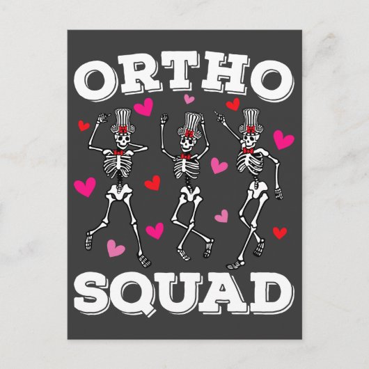 Carte Postale Équipe Ortho Danse Squelette Saint Valentin (Devant)