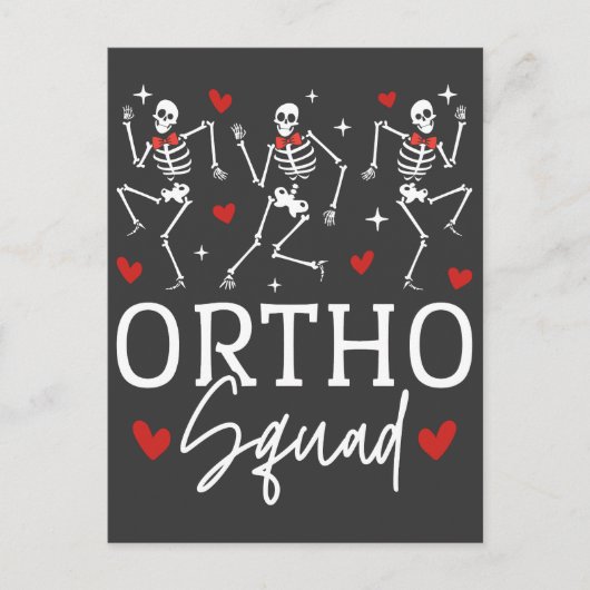 Carte Postale Équipe Ortho Squelette Dansant Saint-Valentin (Devant)