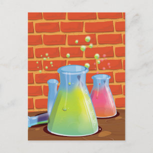 Carte Postale Équipement de science en verre de dessin animé sur