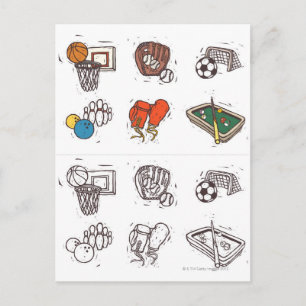 Carte Postale Équipement sportif affiché en blanc