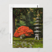 Carte Postale Érable japonais et pagode dans un jardin japonais (Devant / Derrière)