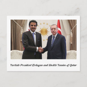 Carte Postale Erdogan et Sheikh Tamim à Doha.