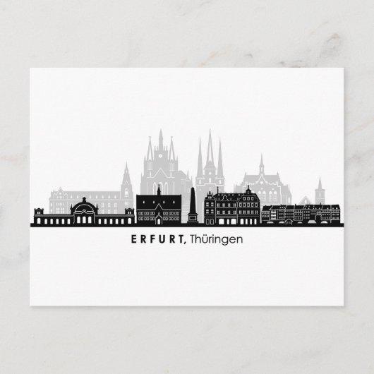Carte Postale ERFURT Thuringia Allemagne City Skyline Silhouette (Devant)
