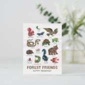 Carte Postale Eric Carle | Les amis de la forêt heureux ensemble (Debout devant)