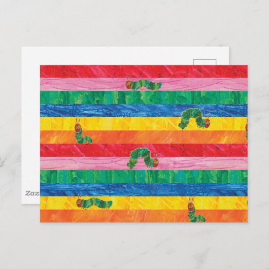 Carte Postale Eric Carle | Motif rayure arc-en-ciel de chenille (Devant / Derrière)