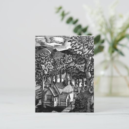 Carte Postale Eric Ravilious - Église sous une colline (Debout devant)