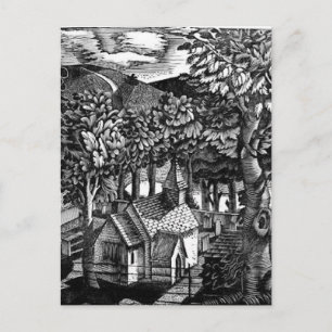 Carte Postale Eric Ravilious - Église sous une colline