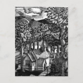 Carte Postale Eric Ravilious - Église sous une colline (Devant)