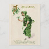 Carte Postale Erin Go Bragh Dame avec Bouquet de Shamrocks (Devant)