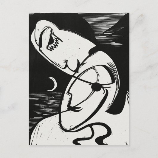 Carte Postale Ernst L. Kirchner - Art moderne noir et blanc élég (Devant)