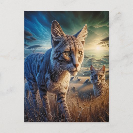 Carte Postale Errants Moustachus dans une Prairie (Devant)