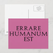Carte postale Errare Humanum Est (Devant / Derrière)