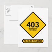 Carte Postale Erreur 403 : Démocratie interdite (Devant / Derrière)