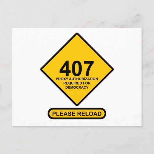 Carte Postale Erreur 407 : Authentification par proxy de démocra (Devant)