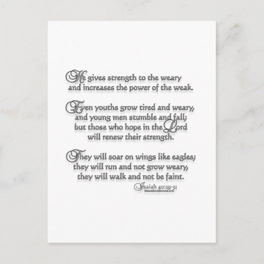 Carte Postale Ésaïe 40:29-31 (Devant)