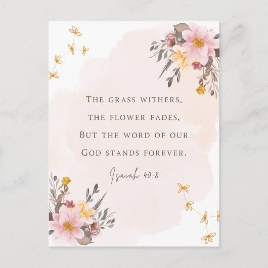 Carte Postale Ésaïe 40:8 Verse de la Bible (Devant)