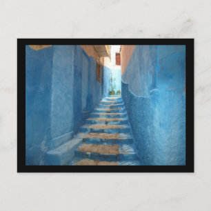 Carte Postale Escalier bleu étroit au Maroc