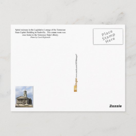 Carte Postale Escalier en colimaçon, bâtiment du Capitole de l'É (Dos)