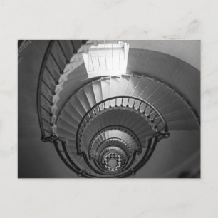 Carte Postale Escalier phare en spirale B&W