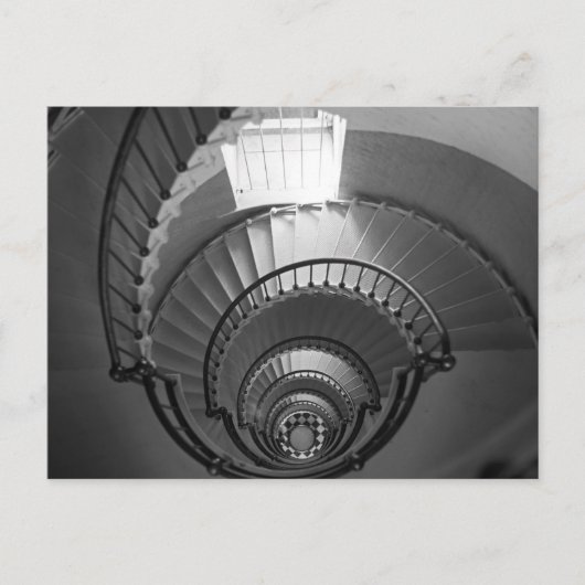 Carte Postale Escalier phare en spirale B&W (Devant)