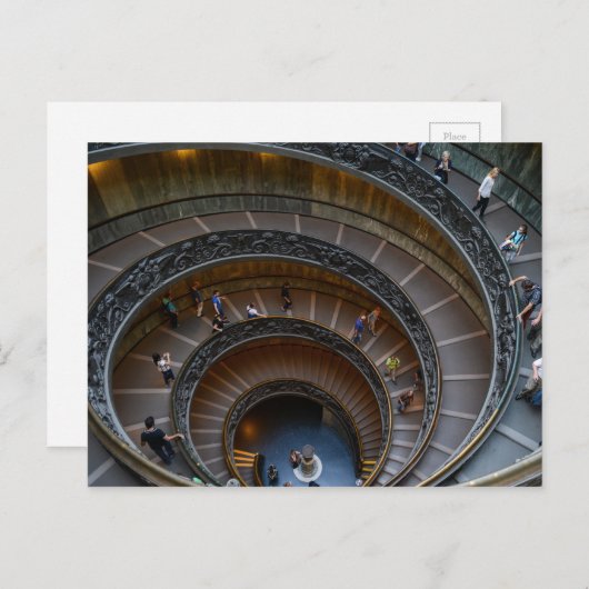 Carte Postale Escalier spiral du Musée du Vatican (Devant / Derrière)