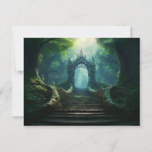 Carte Postale Escaliers vers la porte antique dans la forêt ench