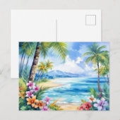 Carte Postale escapade sur l'île de la plage tropicale (Devant / Derrière)