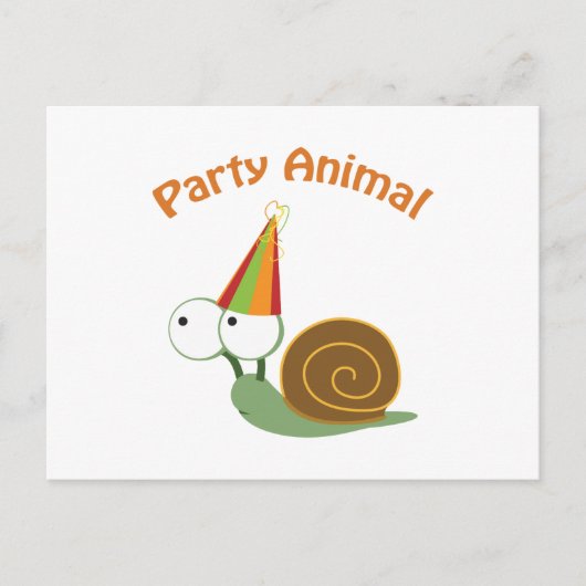 Carte Postale Escargot animal de fête (Devant)