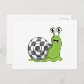 Carte Postale Escargot aux échecs avec échiquier (Devant / Derrière)