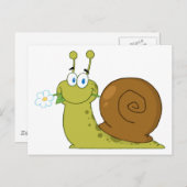 Carte Postale Escargot Avec Fleur Dans Sa Bouche (Devant / Derrière)