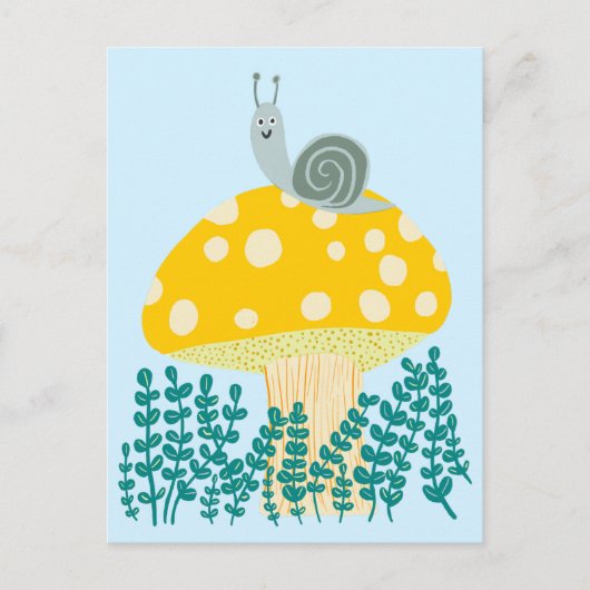 Carte Postale Escargot de Whimsical sur Cute de Champignons Magi (Devant)