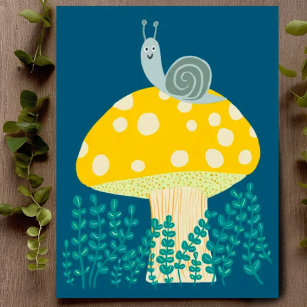 Carte Postale Escargot de Whimsical sur Cute de Champignons Magi