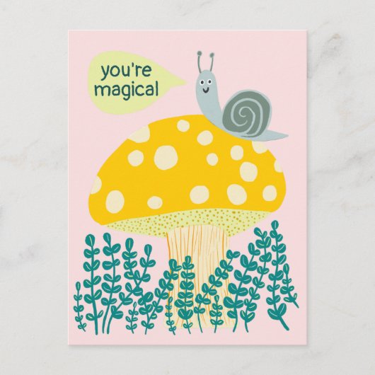 Carte Postale Escargot de Whimsical sur Magic Mushroom Cute CUST (Devant)