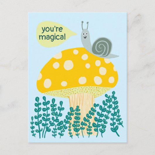 Carte Postale Escargot de Whimsical sur Magic Mushroom Cute CUST (Devant)