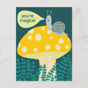 Carte Postale Escargot de Whimsical sur Magic Mushroom Cute CUST