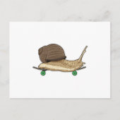 Carte Postale Escargot en patineur avec planche à roulettes (Devant)