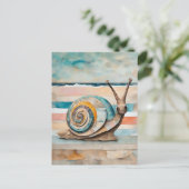 Carte Postale Escargot en techniques mixtes (Debout devant)