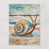 Carte Postale Escargot en techniques mixtes (Devant)