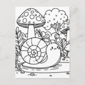 Carte Postale Escargot et champignons mignons | Couleur (Devant)