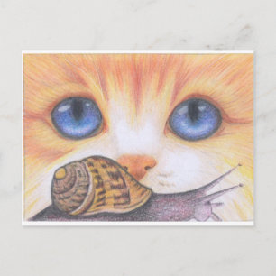 Carte Postale Escargot et chat