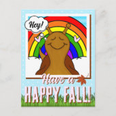 Carte Postale Escargot mignon Avec Arc-En-Ciel Et Tombe De Feuil (Devant)