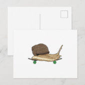 Carte Postale Escargot patineur avec skateboard (Devant / Derrière)