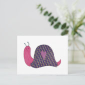 Carte postale escargot rose (Debout devant)