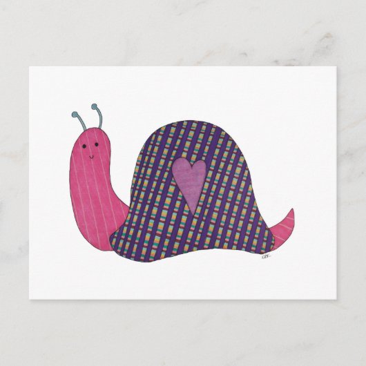 Carte postale escargot rose (Devant)