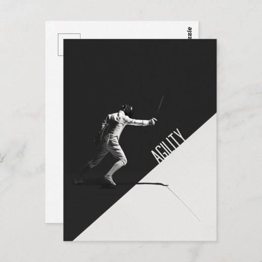 Carte Postale Escrime noir et blanc (Devant / Derrière)
