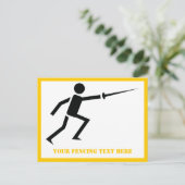 Carte Postale Escrimeur silhouette noire avec épée personnalisée (Debout devant)